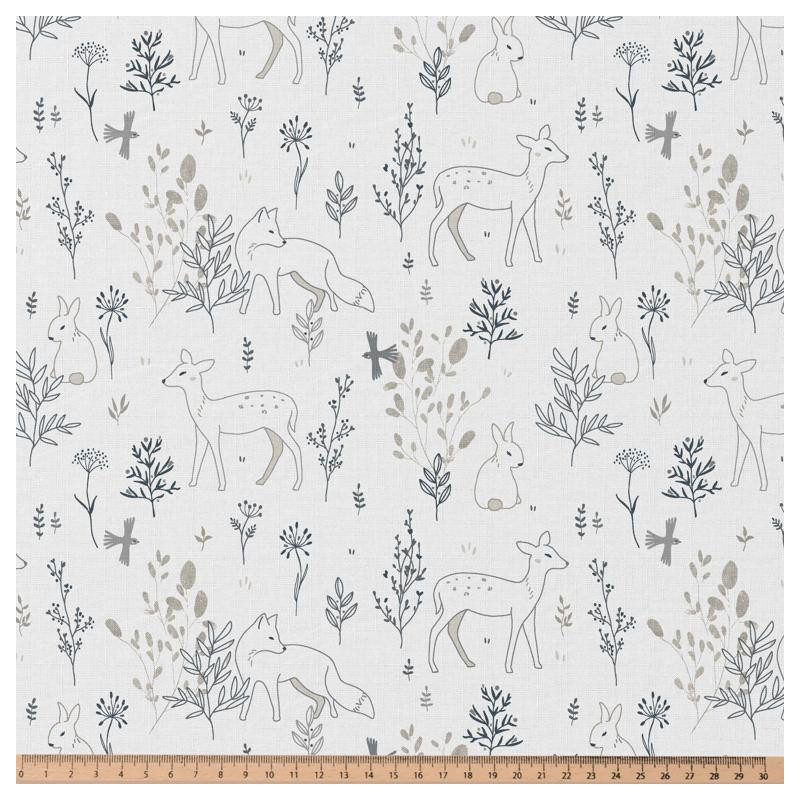 Printed Cotton LARVIK White / Gray Tones